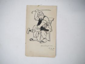 Charles Henry Chapman (1879-1972), an original pen & ink cartoon depicting a schoolboy receiving a