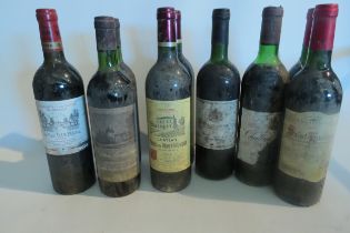 9 bottles of various wine, 1974 Chateau Giscours, Margaux, half label missing, 2005 Saint-Emilion