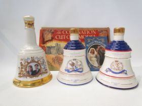 Three Bell's whisky bells decanters "Birth of Princess Beatrice", "Birth of Princess Eugenie" and "