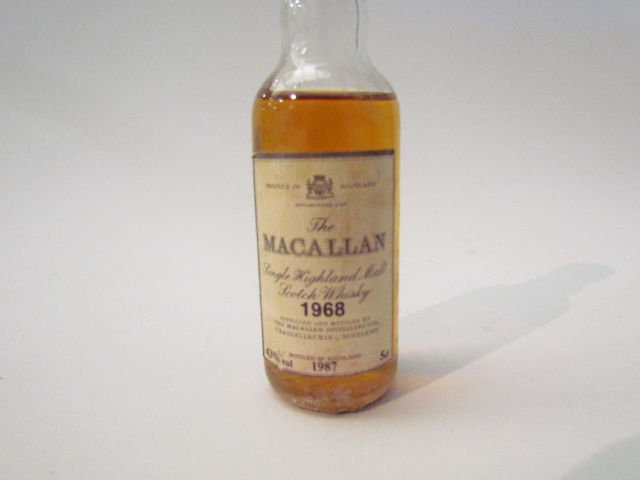 5cl miniature; 1968 The Macallan Single Highland Malt Scotch Whisky bottled 1987 - Image 2 of 2