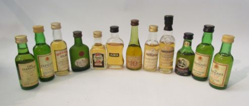 12 Whisky miniatures 5cl, The Glenlivet 12 year old x 4, Bruichladdich Islay 10 year old,