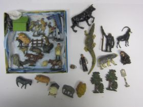 A collection of cold painted lead figures