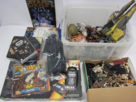 A collection of mostly 21st Century Star Wars toys including figures, vehicles, books etc