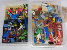 A collection of Thomas and Friends locomotives, wooden track, other wooden and plastic vehicles etc.