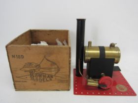 A 1930's Bowman M180 live steam stationary engine with original branded pine box