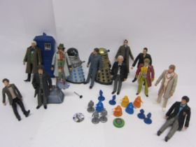 A collection of loose and playworn BBC Doctor Who action figures and toys
