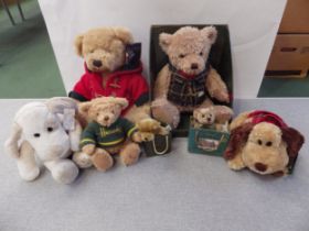 A collection of Harrods teddy bears including "The Annual Bear 2007", "Christmas 2003" and "