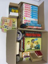 Assorted vintage games and jigsaw puzzles including Waddington's Jig-Maps, Frustration etc (2 boxes)