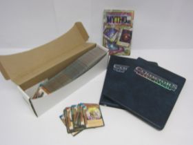 A large collection of TSR Blood Wars, TCG cards, together with 'The Art of Playing Mythos' guide