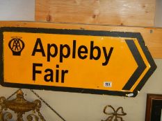 An AA Appleby Fair direction sign.