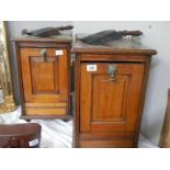 A pair of Victorian mahogany coal compendiums with liners and shovels. COLLECT ONLY.