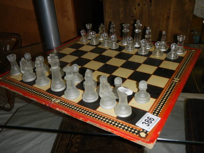 A glass chess set.