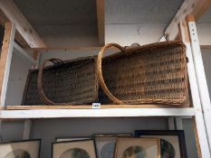A pair of vintage wicker bread trays