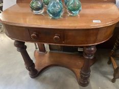 Victorian mahogany 'D' end side table with dra