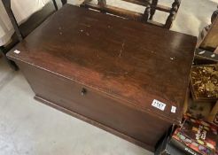 A vintage dark stained pine blanket box - 67cm x 43cm x 34cm