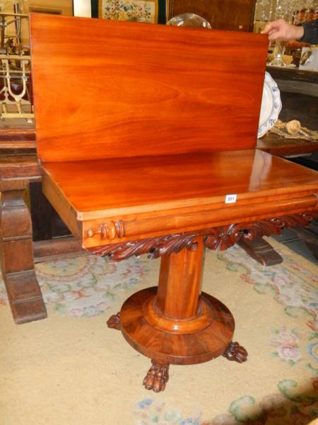 A Victorian mahogany fold over tea table. COLLECT ONLY. - Image 2 of 3