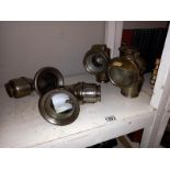 4 early 20th century motorcycle carbide lamps