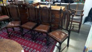 4 Victorian oak dining chairs with bergÃ¨re backs COLLECT ONLY.