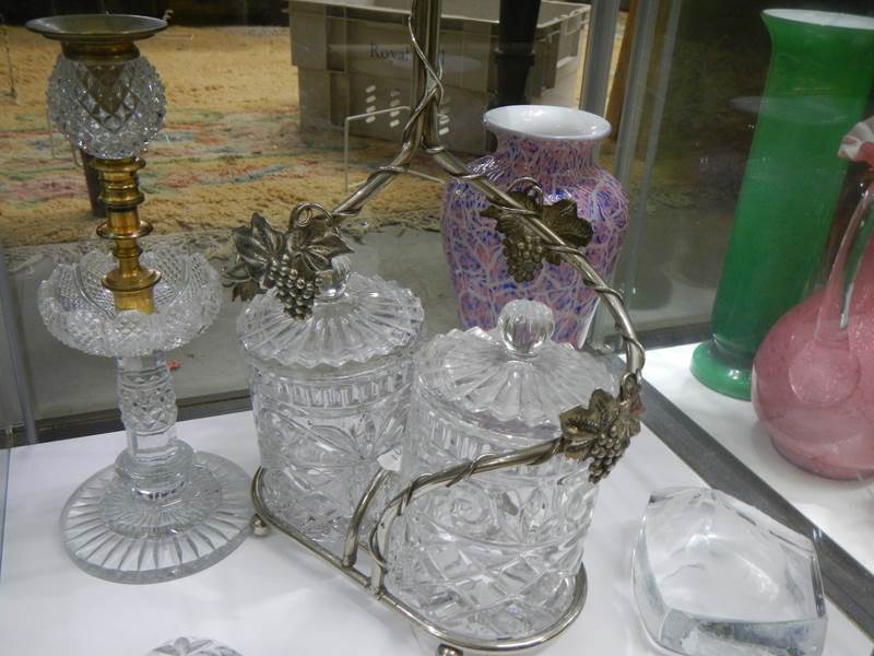 A mixed lot of glass ware including candlestick. - Image 2 of 3