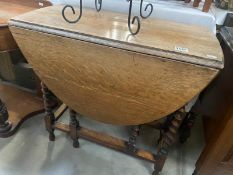 1930s oak gateleg table on barley twist legs