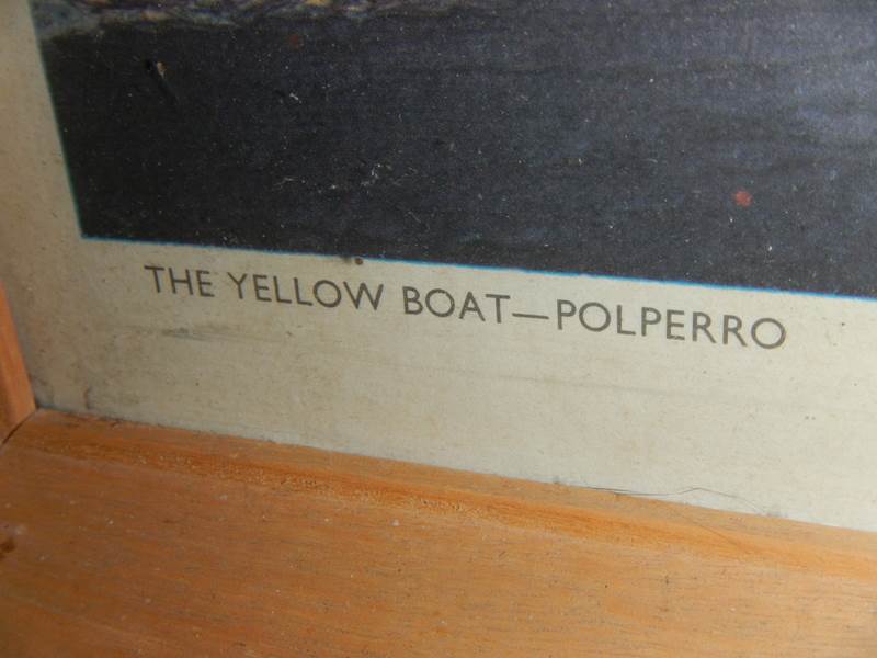 A framed and glazed print entitled 'The Yellow Boat Polperro' by Tom Morton, 65 x 77 cm. - Image 3 of 4