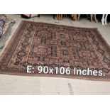 A brown patterned carpet - 90 inches x 106 inches (COLLECT ONLY)