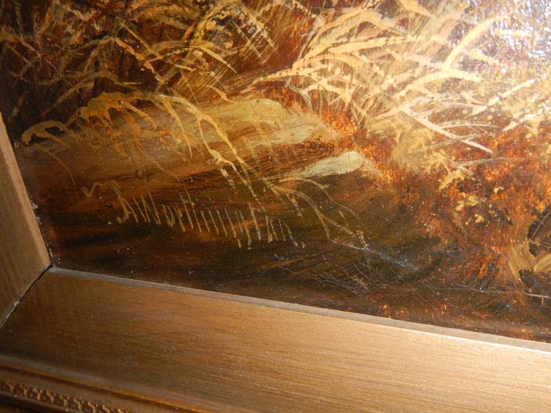 A gilt framed oil on canvas rural scene signed A Worthington. - Image 2 of 3