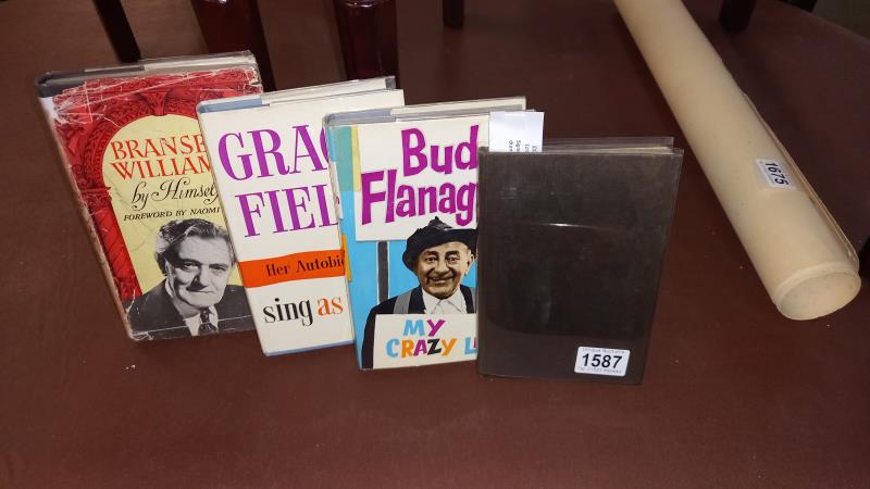 4 Signed books by actors / singers including Bud Flanagan My Early Life, Gracie Fields, Peter
