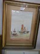 A framed and glazed watercolour seascape signed H Norton. 45 x 58 cm.