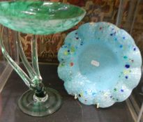 A 20th century glass comport and dish.