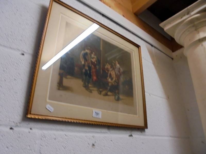 A framed and glazed print featuring Cavaliers. - Image 2 of 3