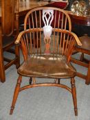 A 20th century Windsor chair with crinoline stretcher. COLLECT ONLY.