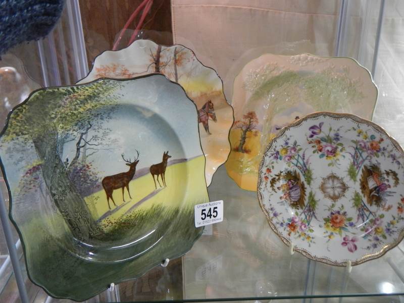 Four assorted plates including three Royal Doulton.