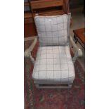 A shabby chic painted carver arm chair