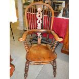 A Victorian Windsor chair. (back slat a/f).