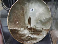 A 42cm diameter ornamental plate "Off Scarborough" No. 154 by Copeland circa 1880.