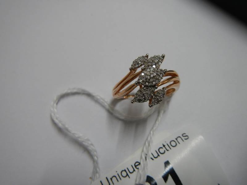 A yellow gold and diamond shaped ring, size O half, 2.9 grams. - Image 4 of 6
