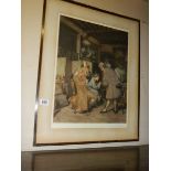 An early 20th century framed and glazed print featuring a Regency scene with artist.