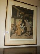 An early 20th century framed and glazed print featuring a Regency scene with artist.