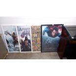 4 framed film and comic posters