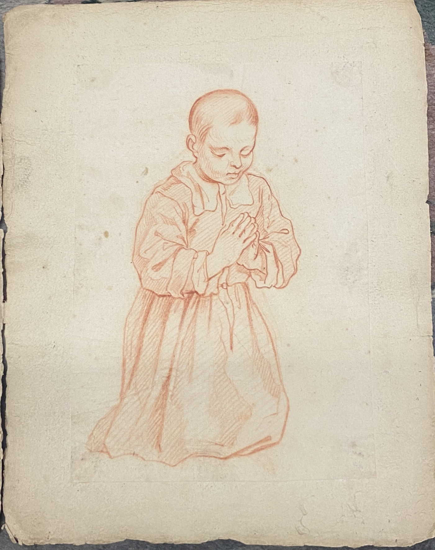 Two early drawings of children praying - Image 3 of 5