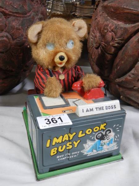 A battery operated bear at desk, 'I'm the Boss'. - Image 2 of 3