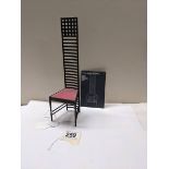 A Vitra Design Museum 1/6 scale mini Charles Renee Mackintosh Hill House 1 1903 ladder back chair.