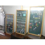 Three framed and glazed cases of various medals. COLLECT ONLY.