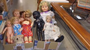 2 boxes of vintage dolls including cabbage patch