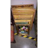 Good lot of various sized gilt picture frames with paintings