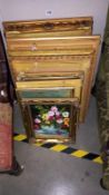 Good lot of various sized gilt picture frames with paintings