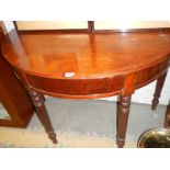 A mahogany D shaped hall table.