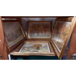 4 gilt framed pictures behind matted glass (COLLECT ONLY)