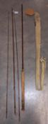 A Hardy brothers 3 piece cane rod with spare tip